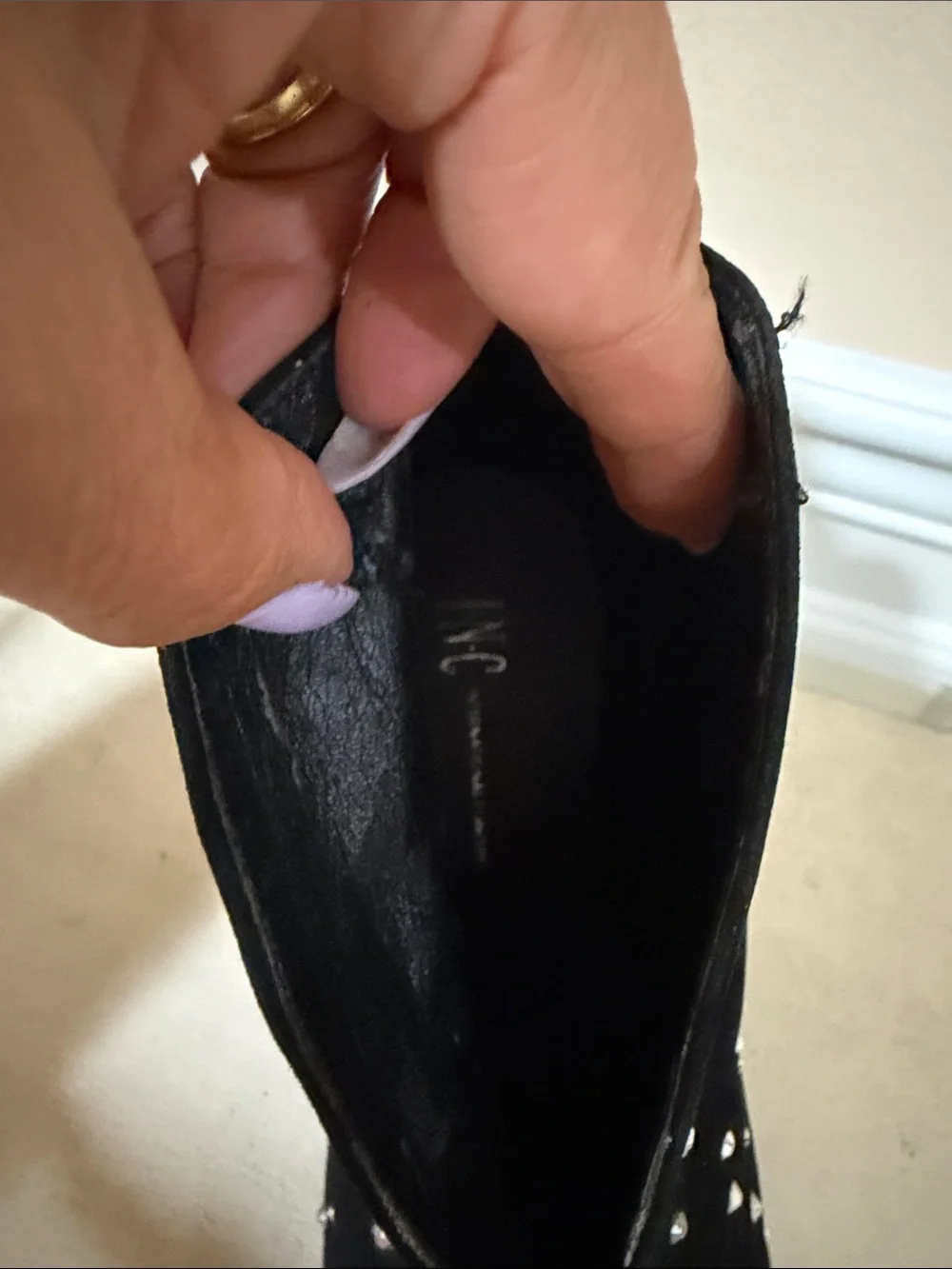 INC International Concepts Black Rhinestone Peep-Toe Booties